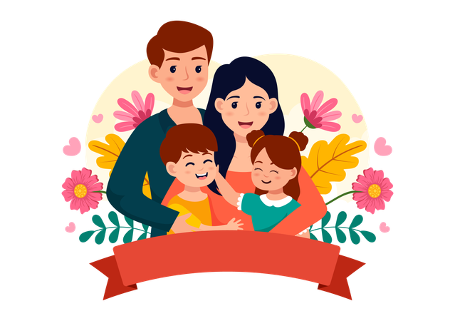 Familia feliz celebrando el día de los padres  Ilustración