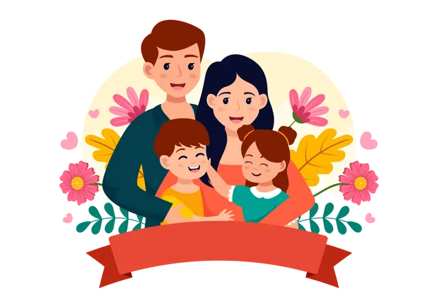 Familia feliz celebrando el día de los padres  Ilustración