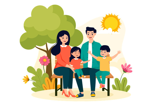 Familia feliz celebrando el día de los padres  Ilustración