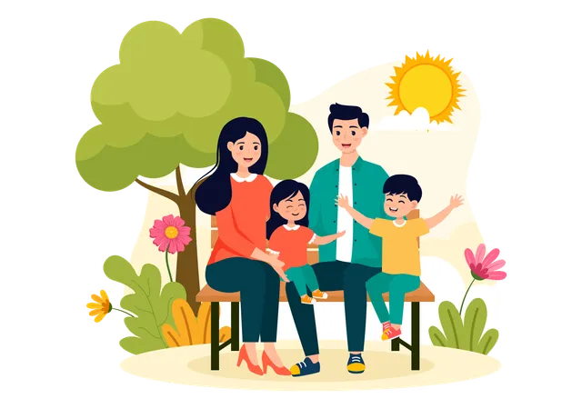 Familia feliz celebrando el día de los padres  Ilustración