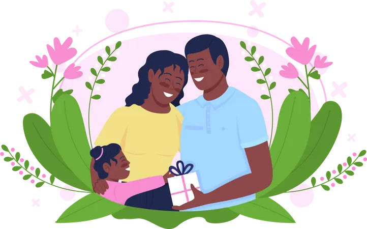 Família feliz comemora o dia das mães  Ilustração