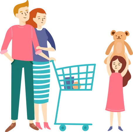 Família feliz indo às compras  Ilustração