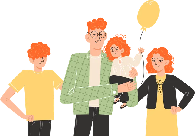 Família feliz reunida  Ilustração