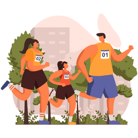 Familia haciendo jogging  Ilustración