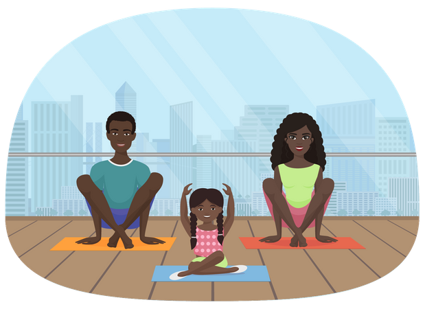 Familia haciendo yoga  Illustration