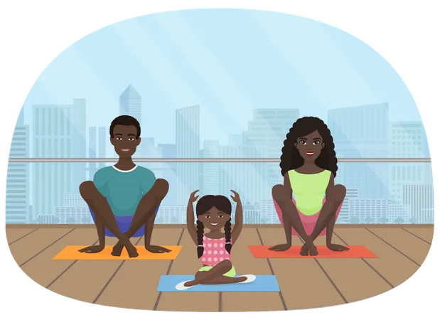 Familia haciendo yoga  Illustration