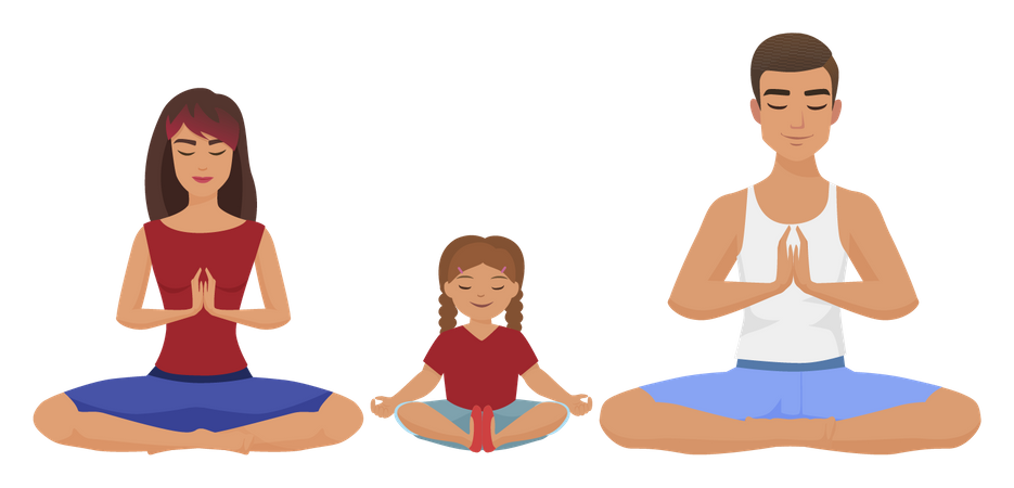 Familia haciendo yoga  Illustration