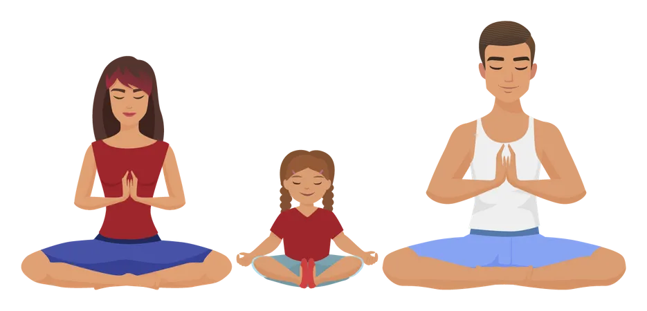 Familia haciendo yoga  Illustration