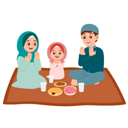 Família Iftar Ramadan  Ilustração