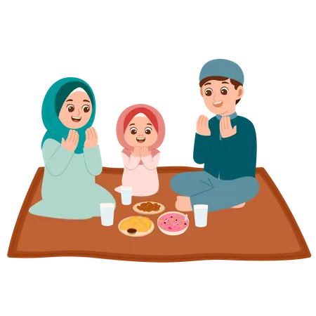 Família Iftar Ramadan  Ilustração