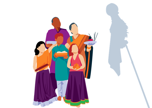Familia india  Ilustración