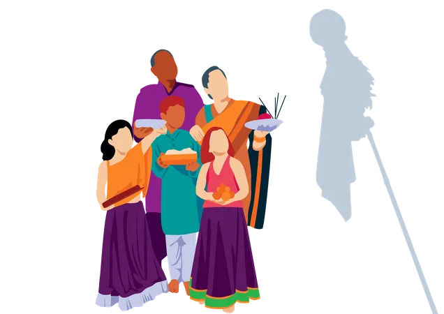 Familia india  Ilustración