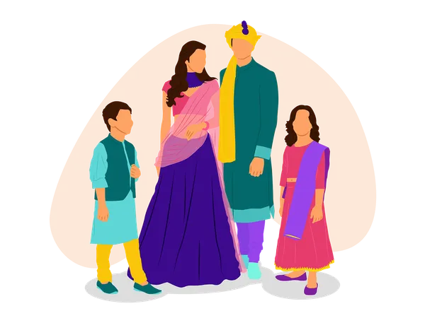 Família indiana comemora diwali  Ilustração