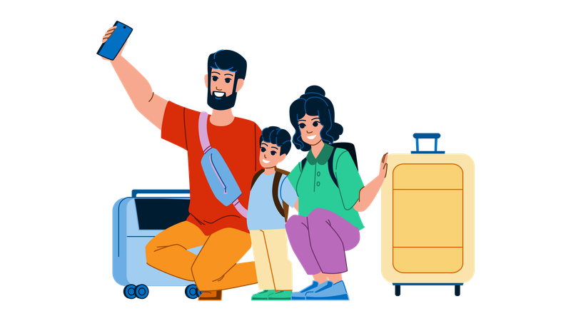 Família indo viajar  Ilustração