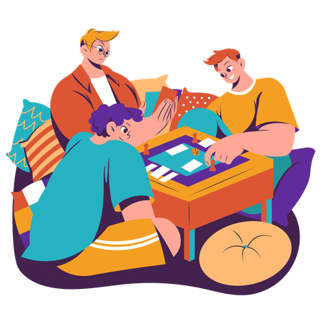 Família jogando jogo de tabuleiro juntos  Ilustração