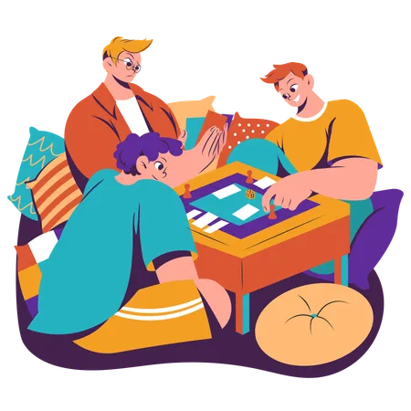Família jogando jogo de tabuleiro juntos  Ilustração