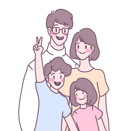 Família morando junta  Ilustração
