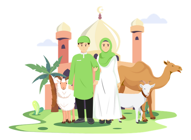 Família muçulmana unida  Ilustração