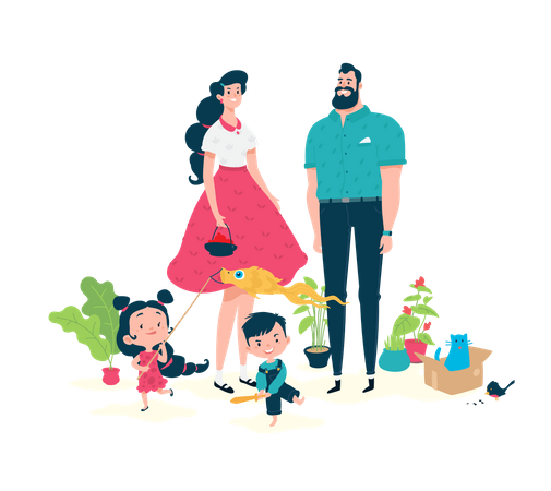 Familia pasando tiempo juntos  Ilustración