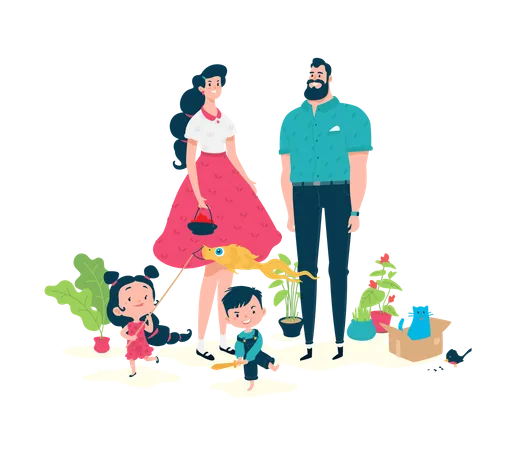 Familia pasando tiempo juntos  Ilustración