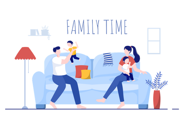 Família passando tempo  Ilustração
