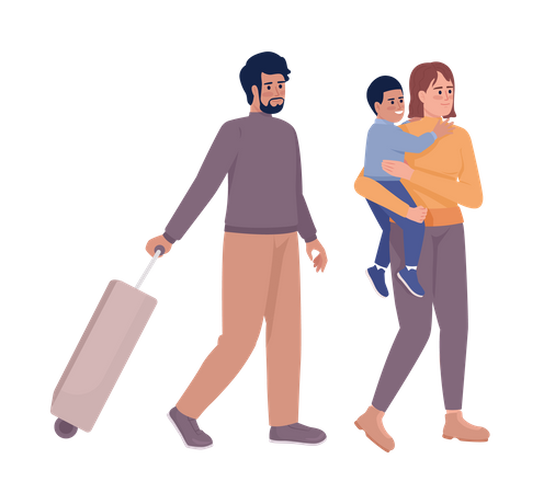 Família saindo de férias  Ilustração