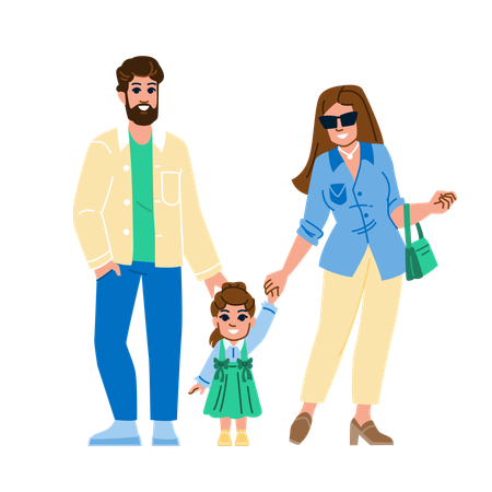 La familia tiene gafas de uso  Ilustración