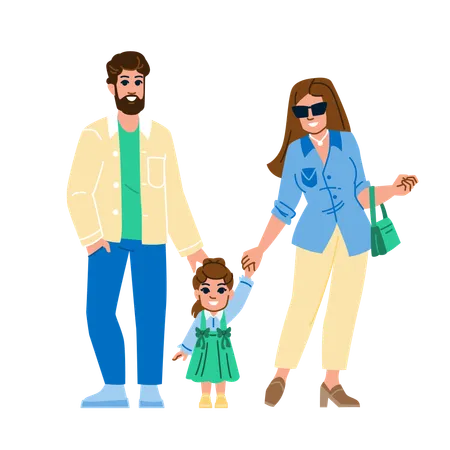 La familia tiene gafas de uso  Ilustración