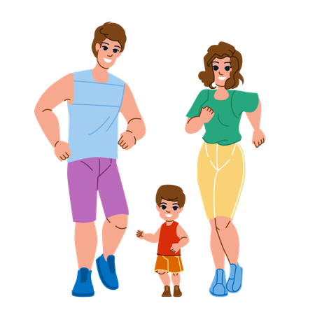 Familia trotando juntos  Ilustración