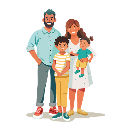 Familia parada unida  Ilustración