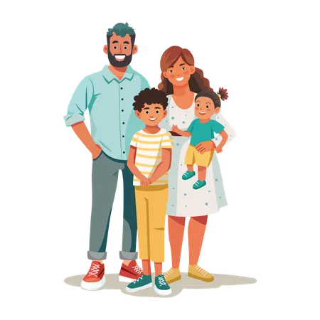 Familia parada unida  Ilustración