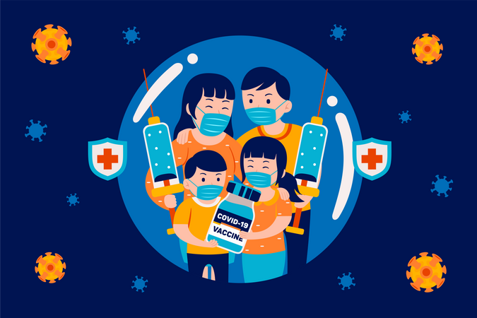 Família vacinada  Illustration