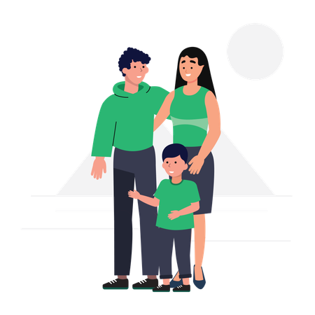 Familia viajando junta  Ilustración