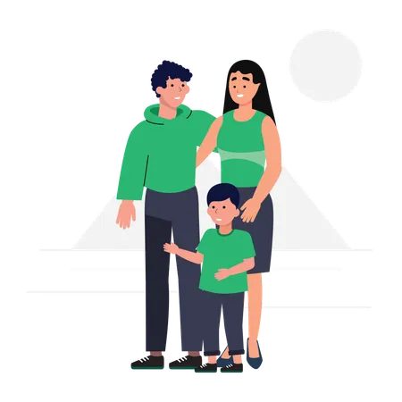 Familia viajando junta  Ilustración