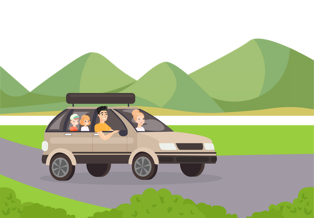 Familia va a viajar  Ilustración