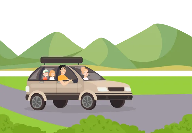 Familia va a viajar  Ilustración