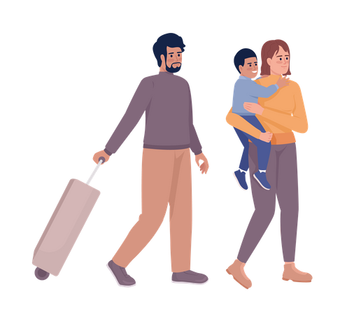 Familia yendo de vacaciones  Ilustración