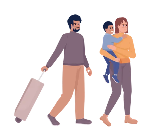 Familia yendo de vacaciones  Ilustración