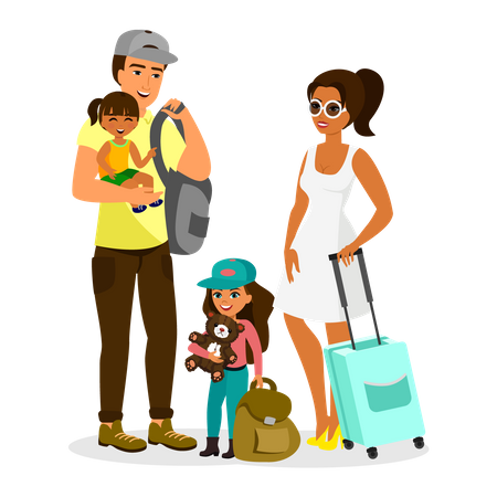 Familia yendo de vacaciones  Ilustración