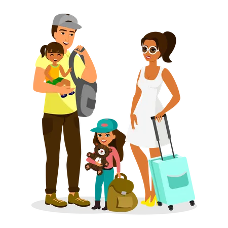 Familia yendo de vacaciones  Ilustración