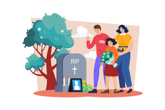 As Familias Se Reunem Para Homenagear Seus Entes Queridos Que Faleceram Em Servico Ilustração