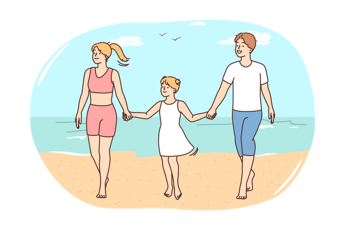 Familie am Strand  Illustration