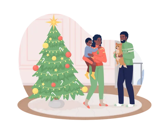 Familie an Weihnachten  Illustration