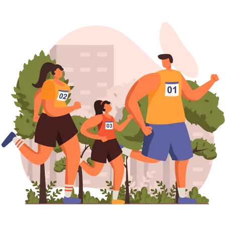 Familie beim Joggen  Illustration