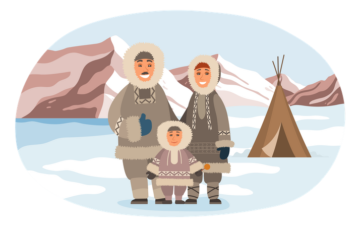 Familie der Eskimos  Illustration