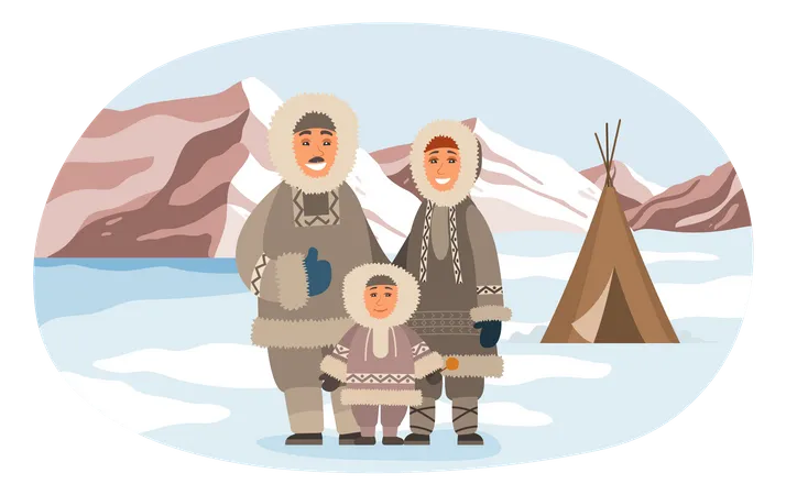 Familie der Eskimos  Illustration