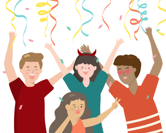 Familie feiert Party  Illustration