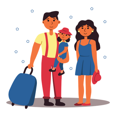 Familie im Urlaub  Illustration