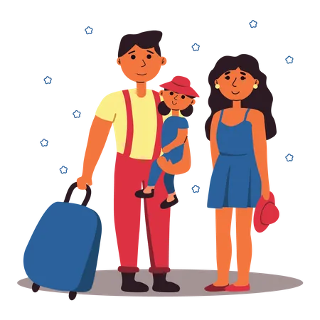 Familie im Urlaub  Illustration