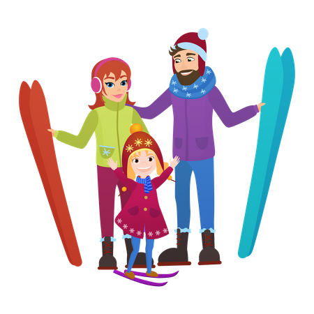 Familie in Winterkleidung  Illustration